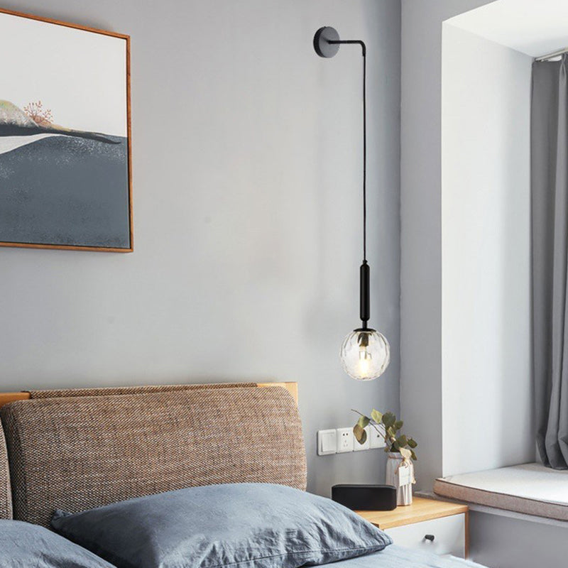 Contemporary Glass Shaded Lighting Black/Golden Wall Light for Room