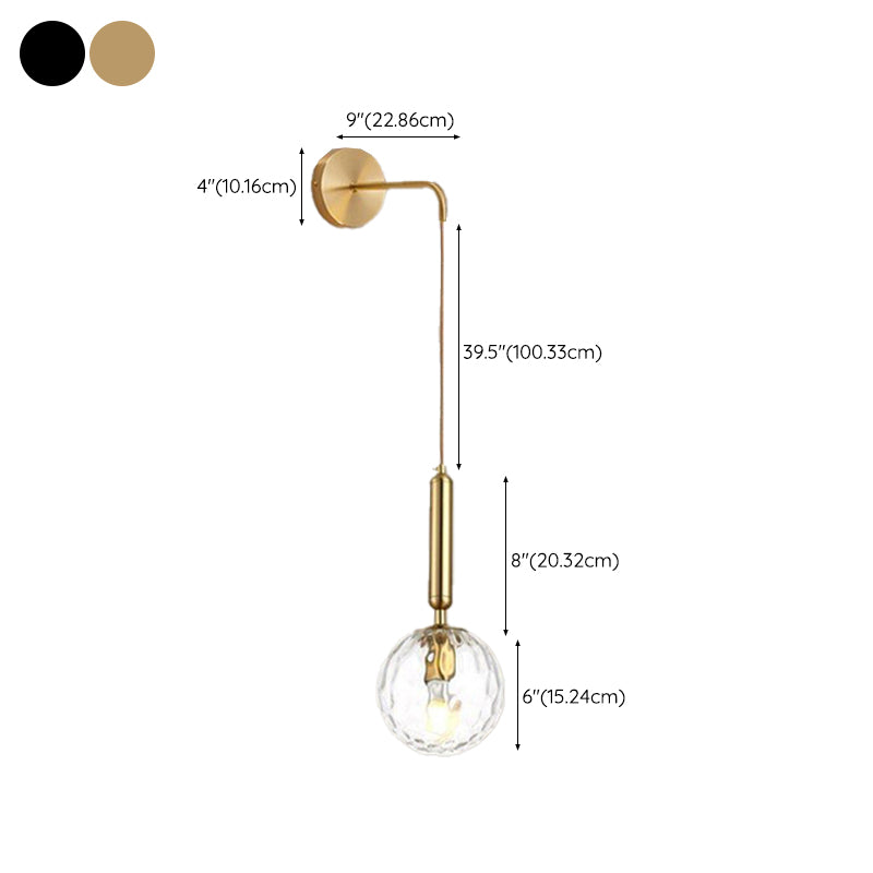 Contemporary Glass Shaded Lighting Black/Golden Wall Light for Room