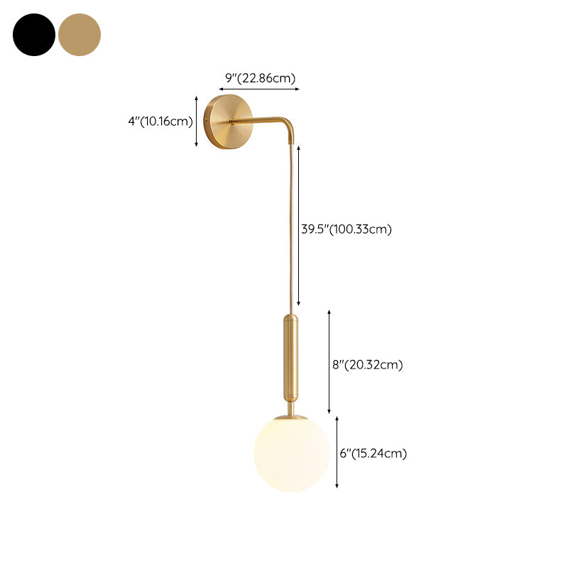 Contemporary Glass Shaded Lighting Black/Golden Wall Light for Room