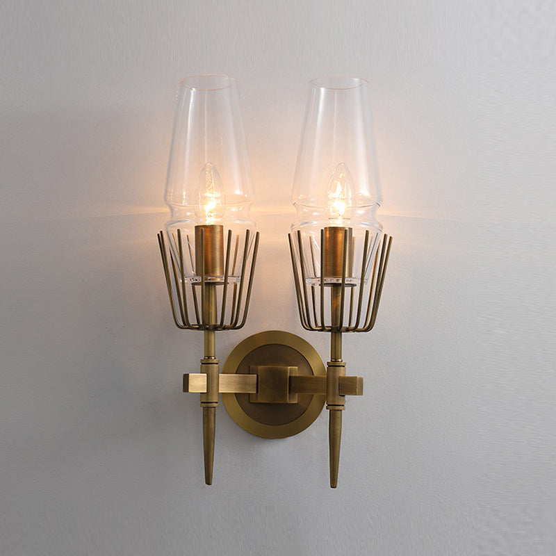 Metal Geometric Shape Wall Light Modern Style Multi Lights Wall Light Sconce in Brass