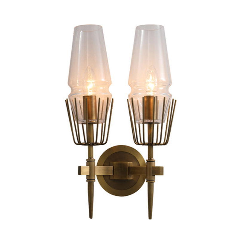 Metal Geometric Shape Wall Light Modern Style Multi Lights Wall Light Sconce in Brass