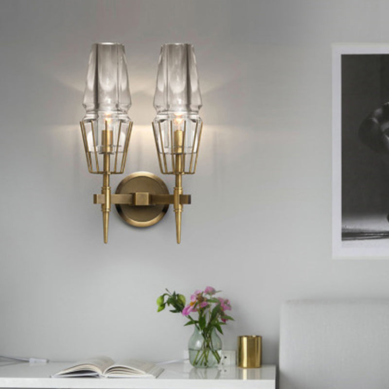 Metal Geometric Shape Wall Light Modern Style Multi Lights Wall Light Sconce in Brass
