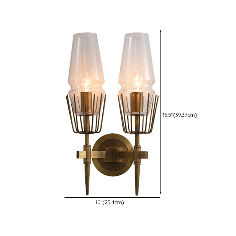 Metal Geometric Shape Wall Light Modern Style Multi Lights Wall Light Sconce in Brass