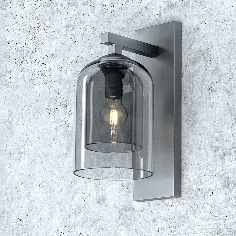 Single Modernism Silver Finish Wall Mounted Sconce Glass Shaded Wall Light