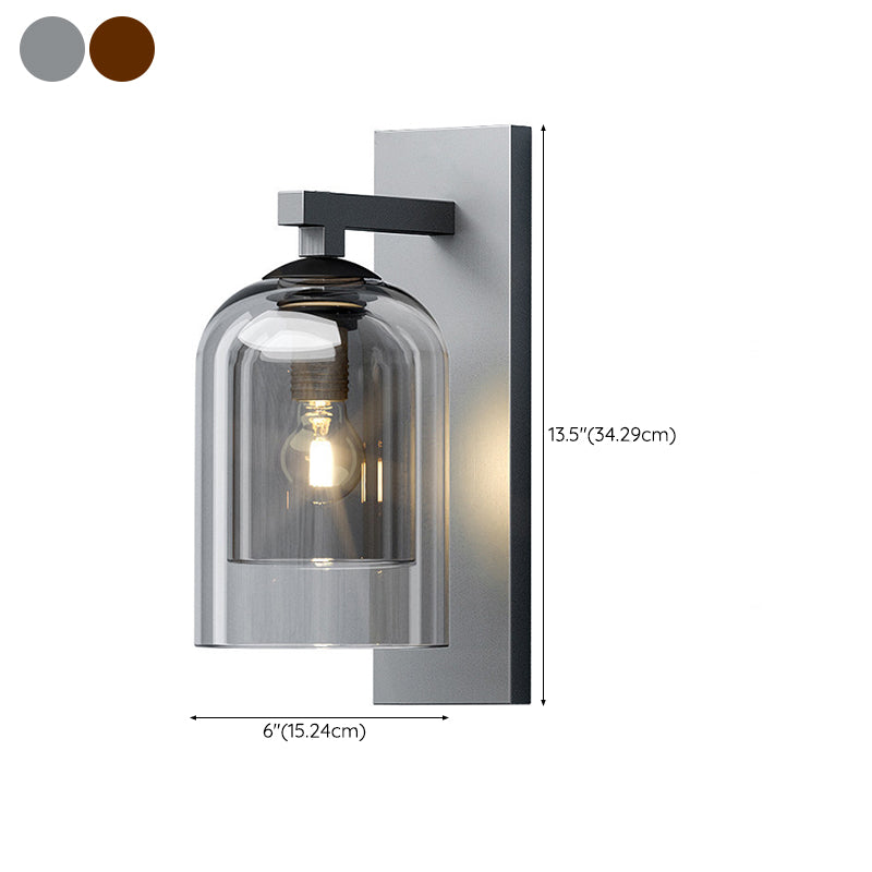 Single Modernism Silver Finish Wall Mounted Sconce Glass Shaded Wall Light
