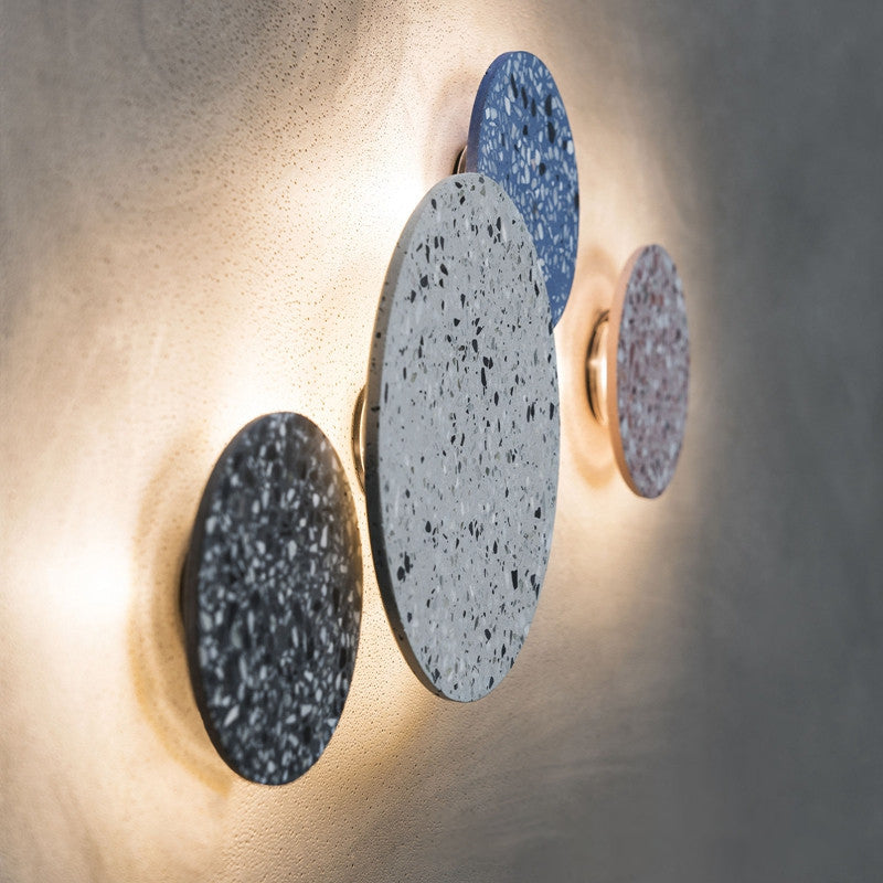 Modern Metal Wall Sconce Circle Shape Wall Light with Stone Shade for Bedroom