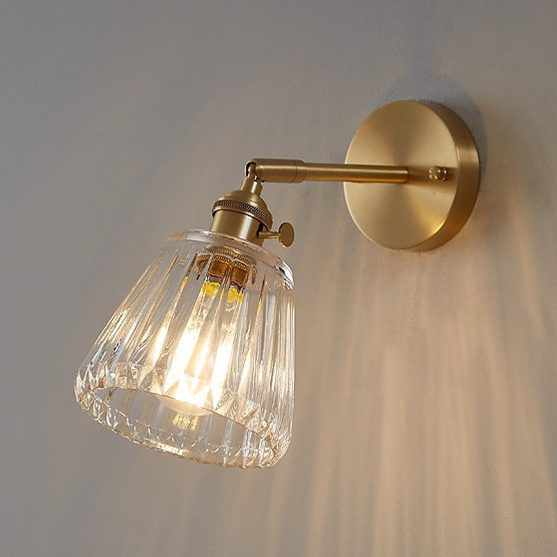 Glass Cone Shape Wall Light Industrial Style 1 Light Wall Light Sconce in Brass