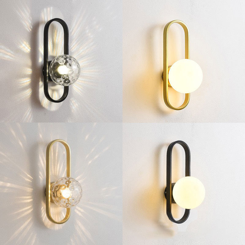 Contemporary Wall Lamp Globe Glass Sconce Lighting for Bedroom