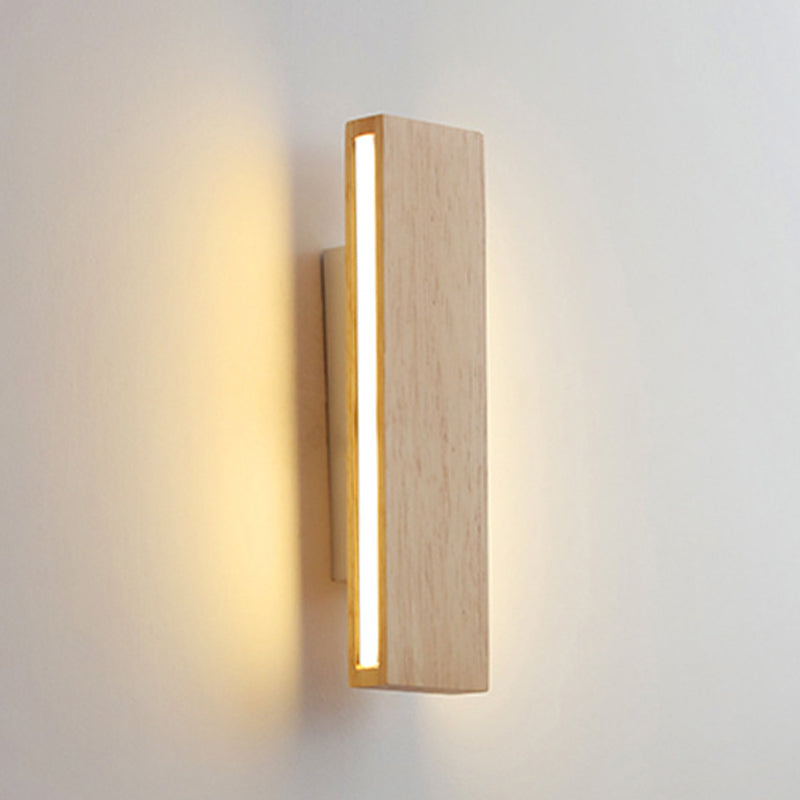 Single Modernism Beige Finish Wall Mounted Sconce Wooden Wall Light