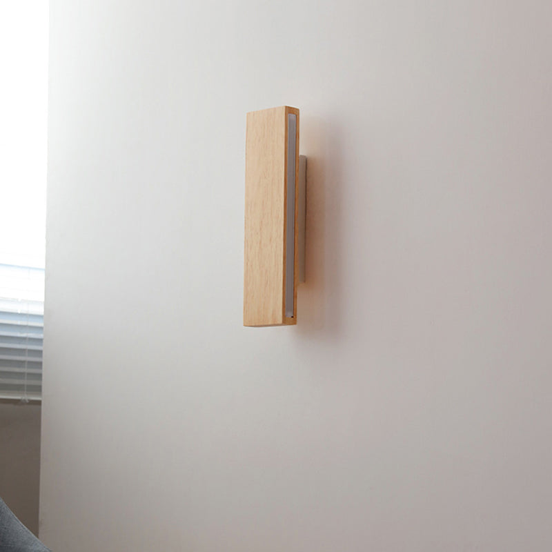 Single Modernism Beige Finish Wall Mounted Sconce Wooden Wall Light