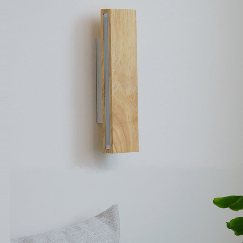 Single Modernism Beige Finish Wall Mounted Sconce Wooden Wall Light