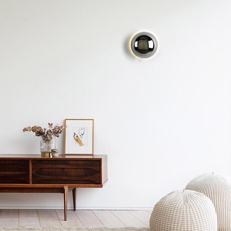 Modern Wall Sconce Circle Shape Wall Light with Metal Shade for Living Room