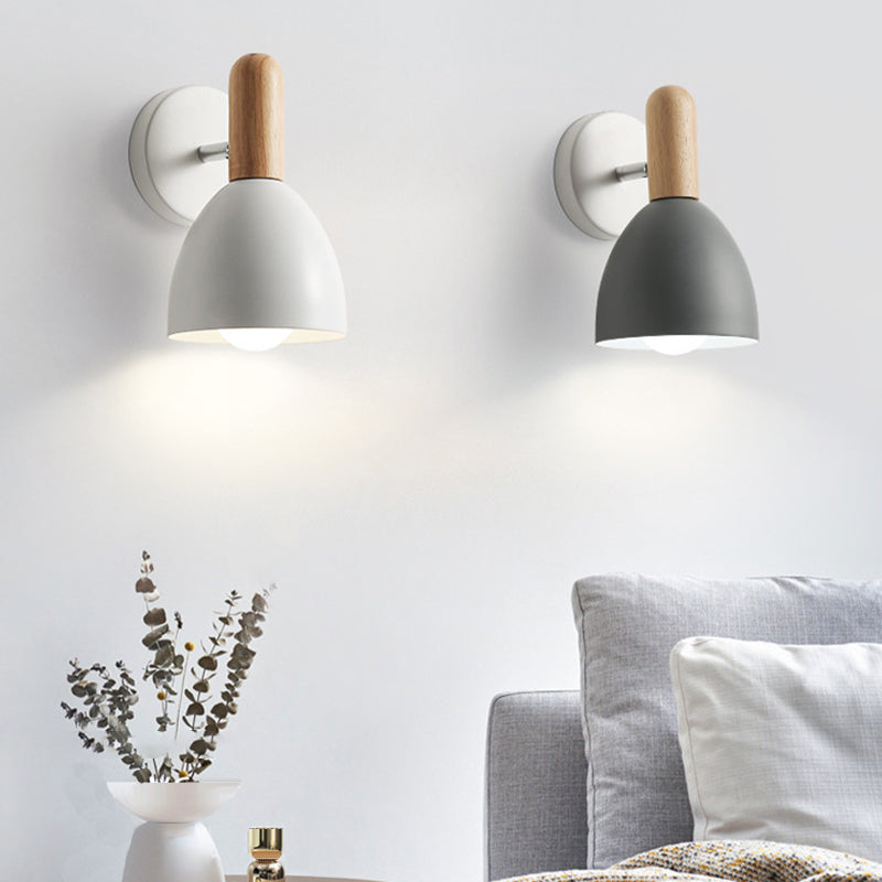Single Modern Black/White/Grey Wall Mounted Sconce Wooden Shaded Wall Light