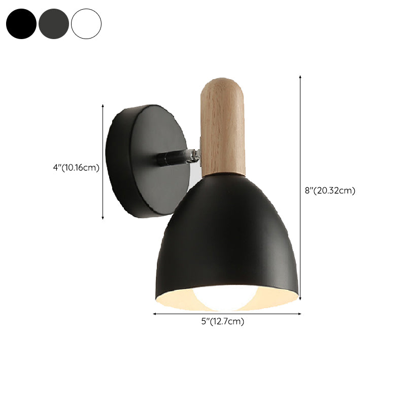 Single Modern Black/White/Grey Wall Mounted Sconce Wooden Shaded Wall Light
