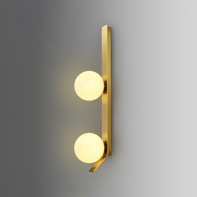 Gold Modern Metal Wall Sconce Ball Shape Wall Light with Glass Shade for Bedroom
