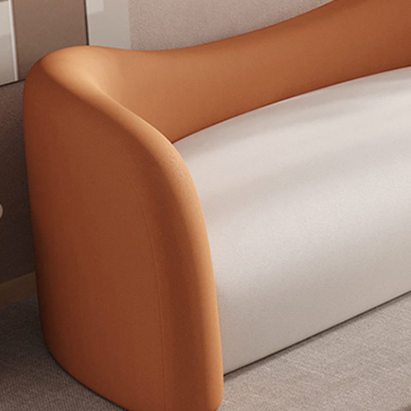 Faux Leather Modern Sofa Sloped Arm Curved Sofa for Living Room