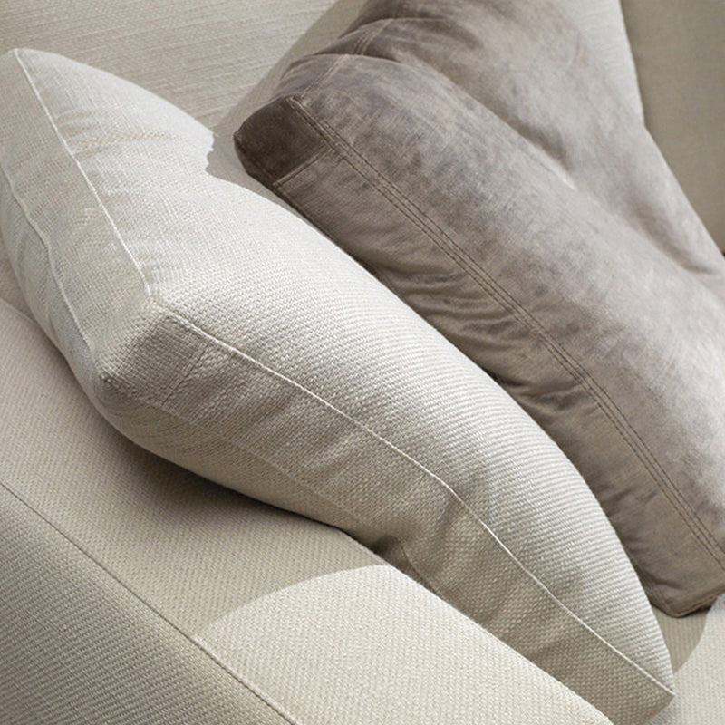 Brown 3-seat Fabric Sofa Sqaure Arm Standard Sofa with 4 Pillows