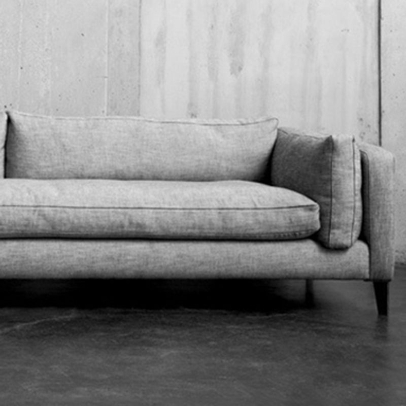 Modern Slipcovered Fabric Sofa 3-seater Tuxedo Arm Sofa in Gray