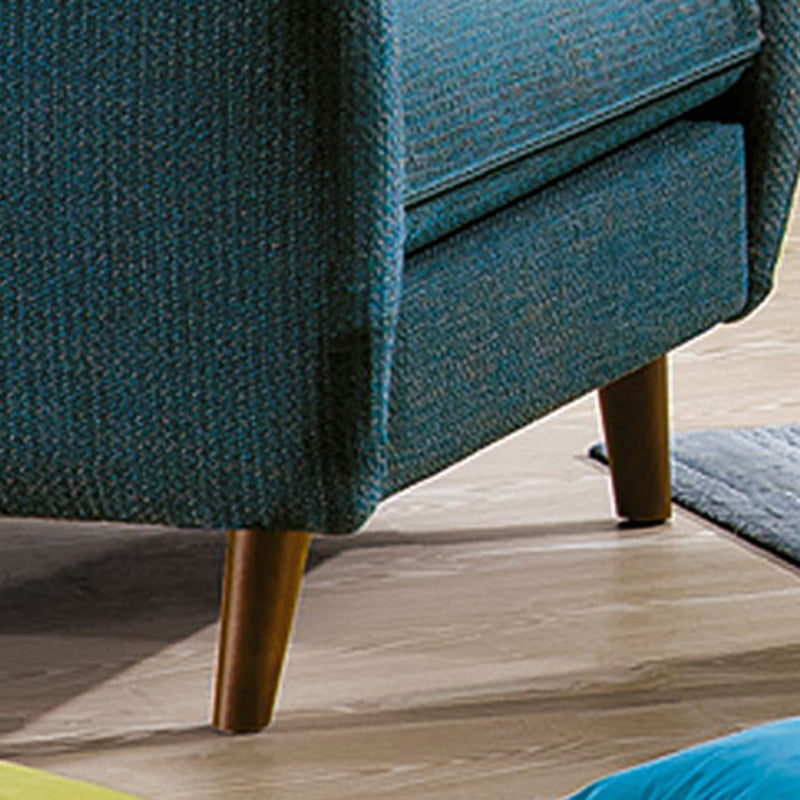 Standard Flared Arm Sofa Fabric Slipcovered Sofa with Wood Accent