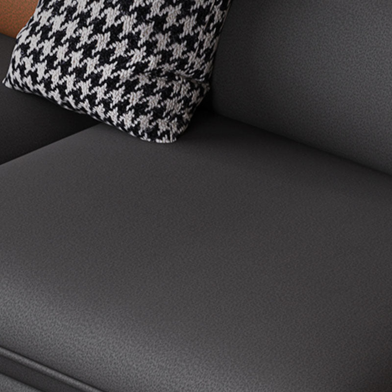 Modern Standard Seating Stain Resistant Sofa Faux Leather in Dark Gray