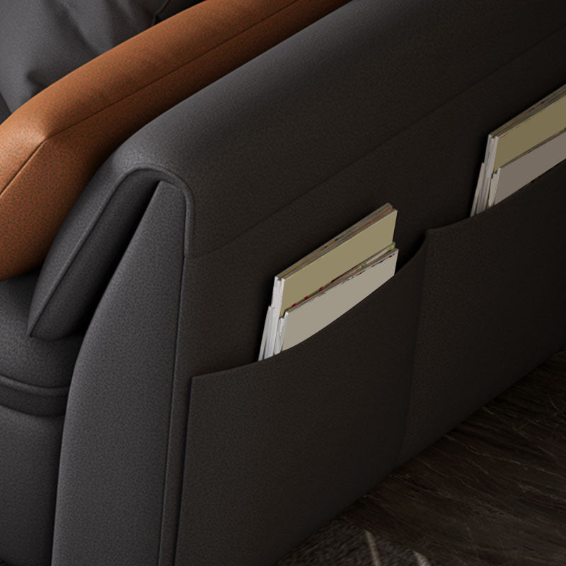 Modern Standard Seating Stain Resistant Sofa Faux Leather in Dark Gray