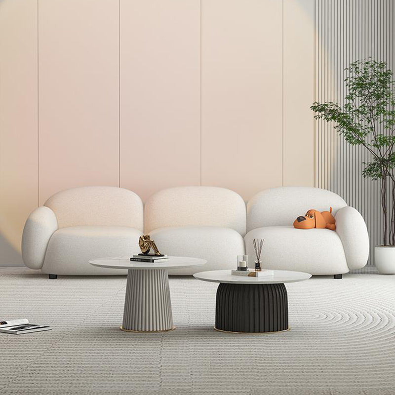 Contemporary Stain Resistant Settee Recessed Arm Sofa for Living Room