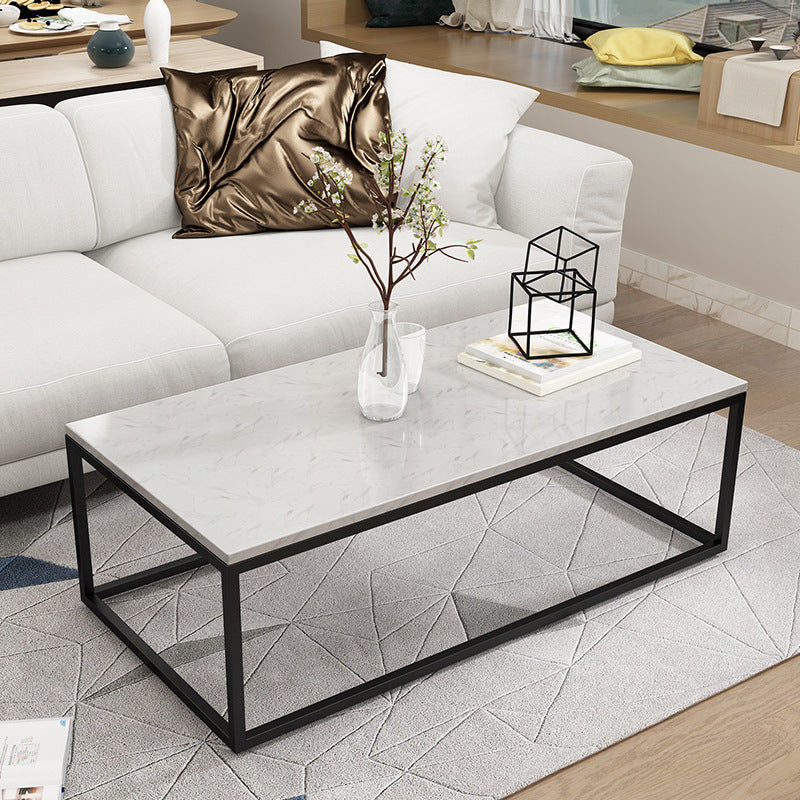 White Marble Coffee Table Glam Frame Coffee or End Table, 17.71" Wide