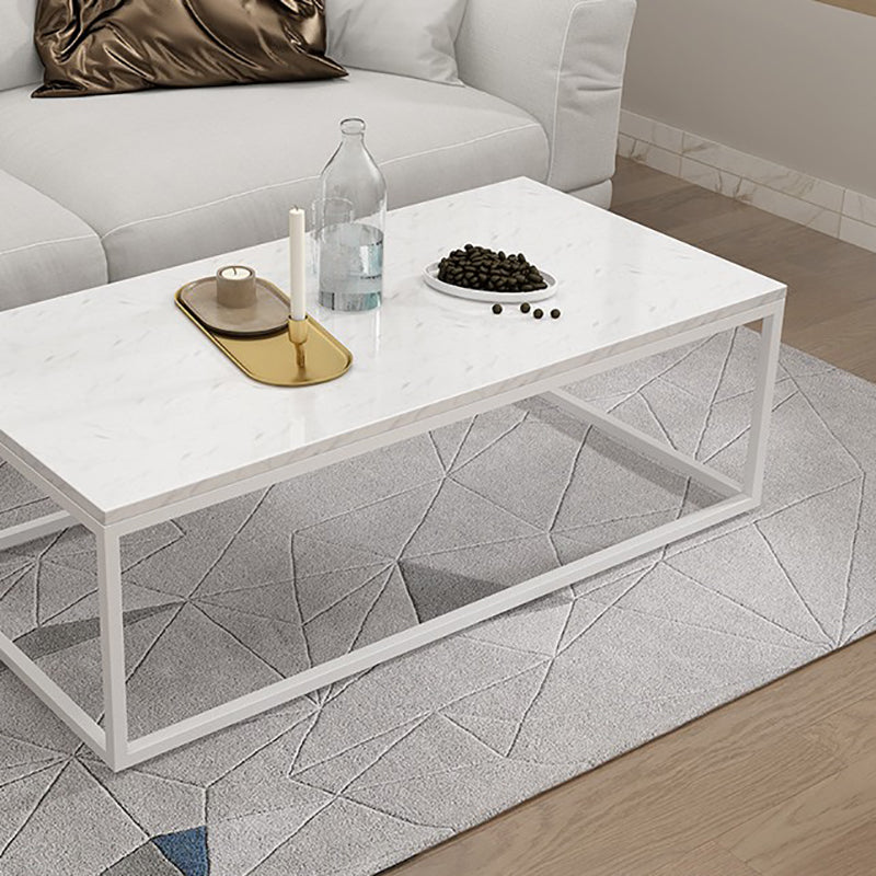 White Marble Coffee Table Glam Frame Coffee or End Table, 17.71" Wide