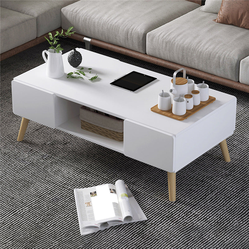 Scandinavian Rectangle Coffee Table with 4 Drawers and 1 Shelf