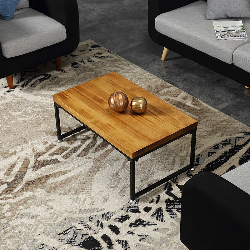 Modern Simple Wood Rectangular Coffee Table Sled 2 Nesting Cocktail Table Set