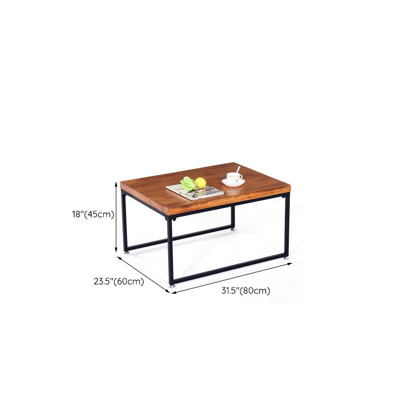 Modern Simple Wood Rectangular Coffee Table Sled 2 Nesting Cocktail Table Set