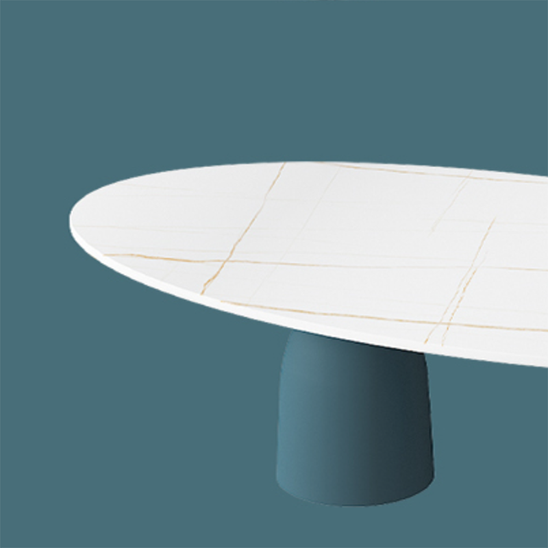 Glam 15.7"Tall Iron 2 Legs Oval Slate Table Top Coffee Table