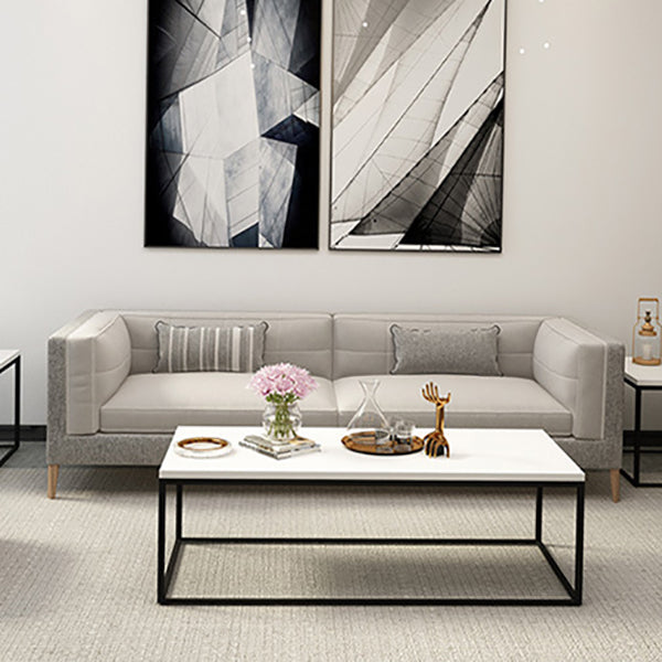 Rectangle Wooden Coffee Table Metal Frame Base Cocktail Table