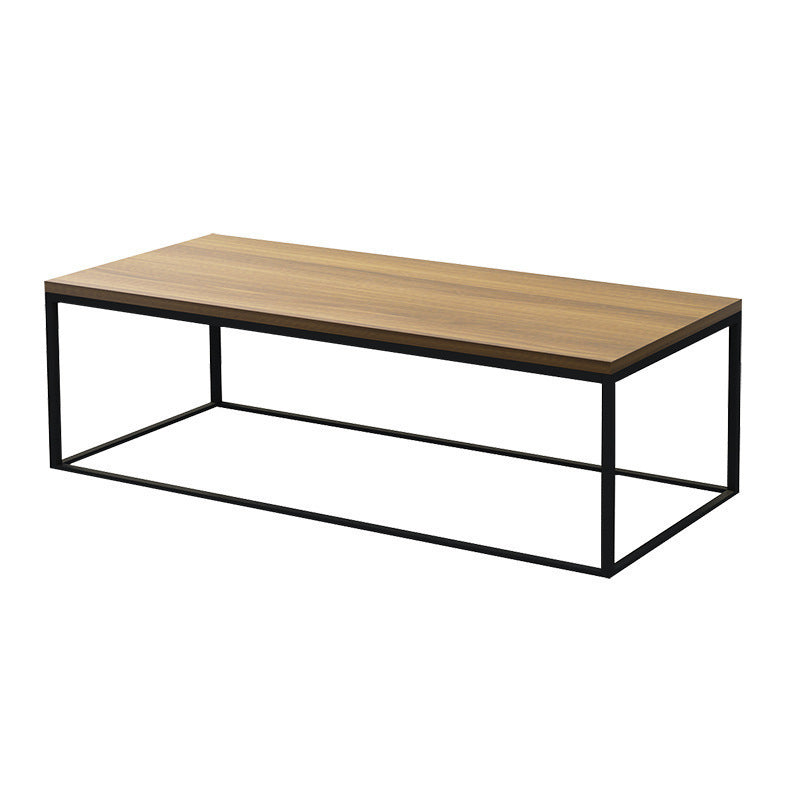 Rectangle Wooden Coffee Table Metal Frame Base Cocktail Table