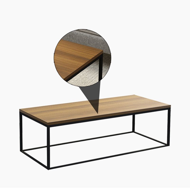 Rectangle Wooden Coffee Table Metal Frame Base Cocktail Table