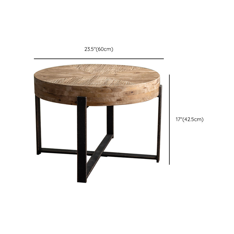 Distressed Wood & Iron Coffee Table French Country Style 1 Single Cocktail Table