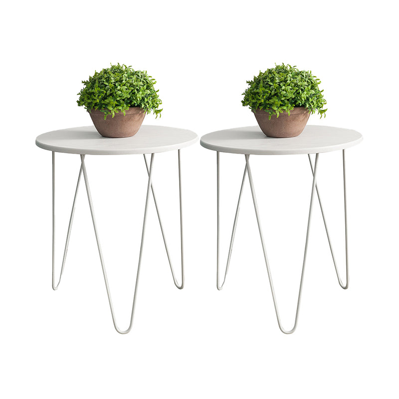 Solid Wood Round Top Side End Table with  Metal 3 Legs End Table