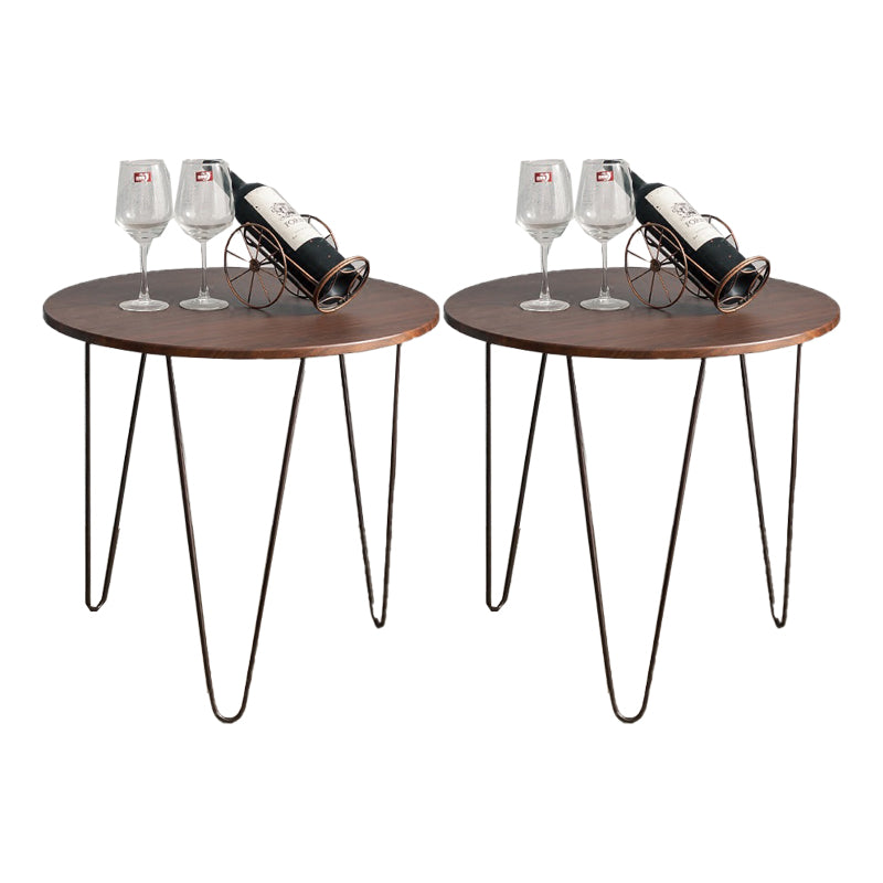 Solid Wood Round Top Side End Table with  Metal 3 Legs End Table