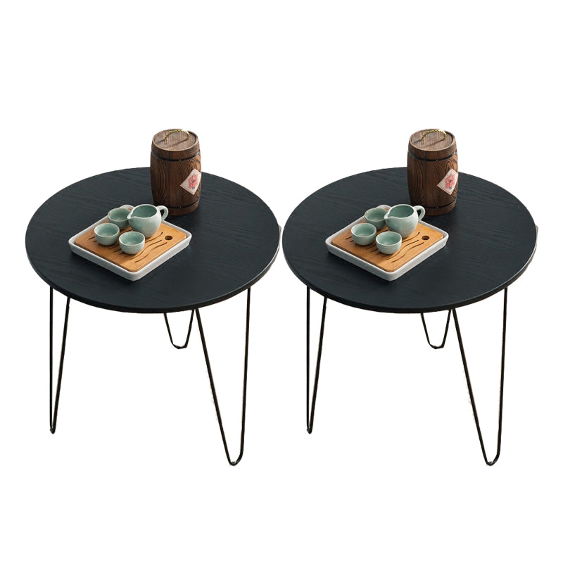 Solid Wood Round Top Side End Table with  Metal 3 Legs End Table