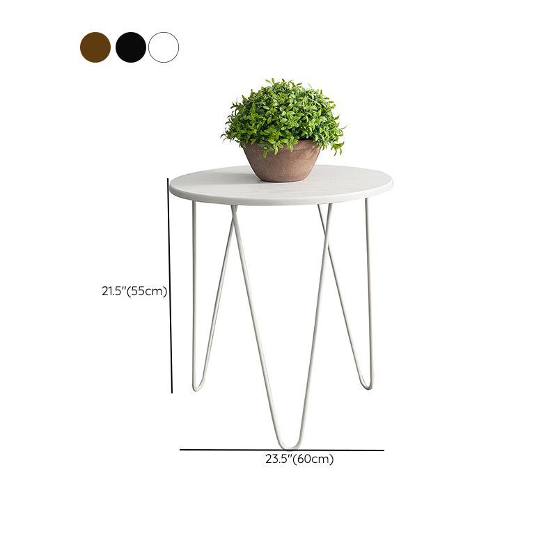 Solid Wood Round Top Side End Table with  Metal 3 Legs End Table