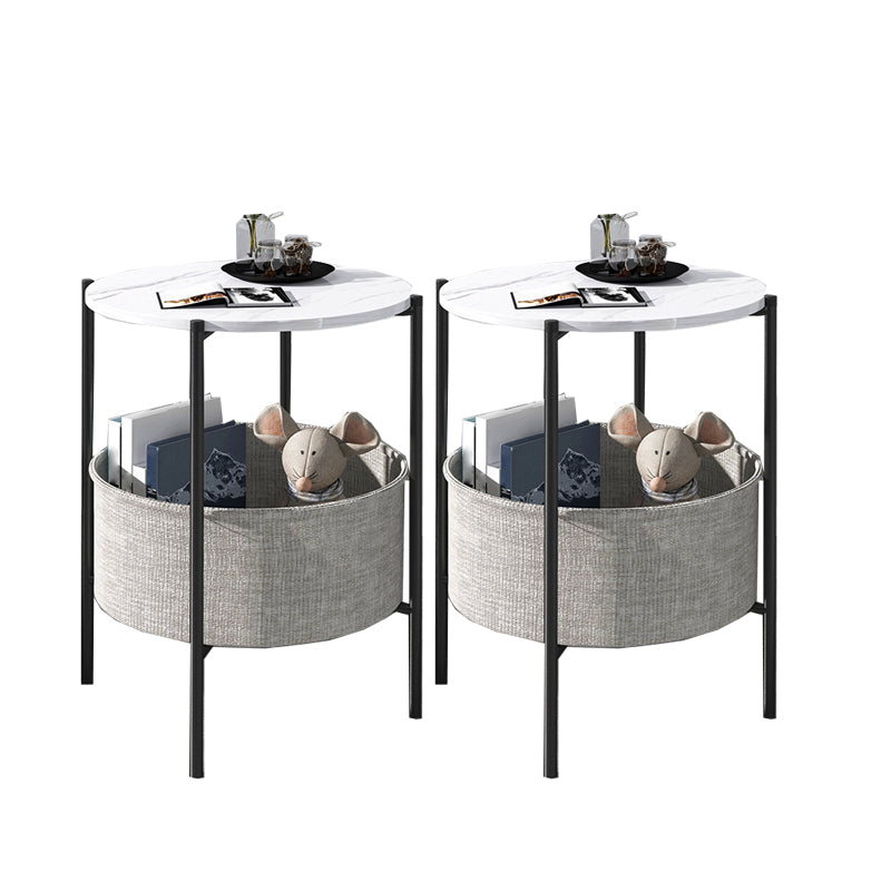 Modern Metal 4 Legs End Table Round Top Side Table with Storage