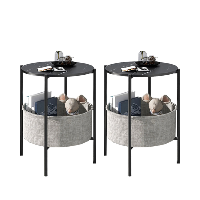 Modern Metal 4 Legs End Table Round Top Side Table with Storage