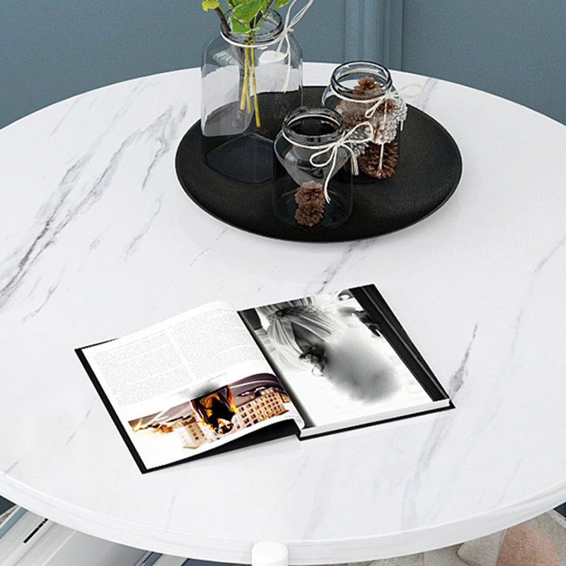 Modern Metal 4 Legs End Table Round Top Side Table with Storage