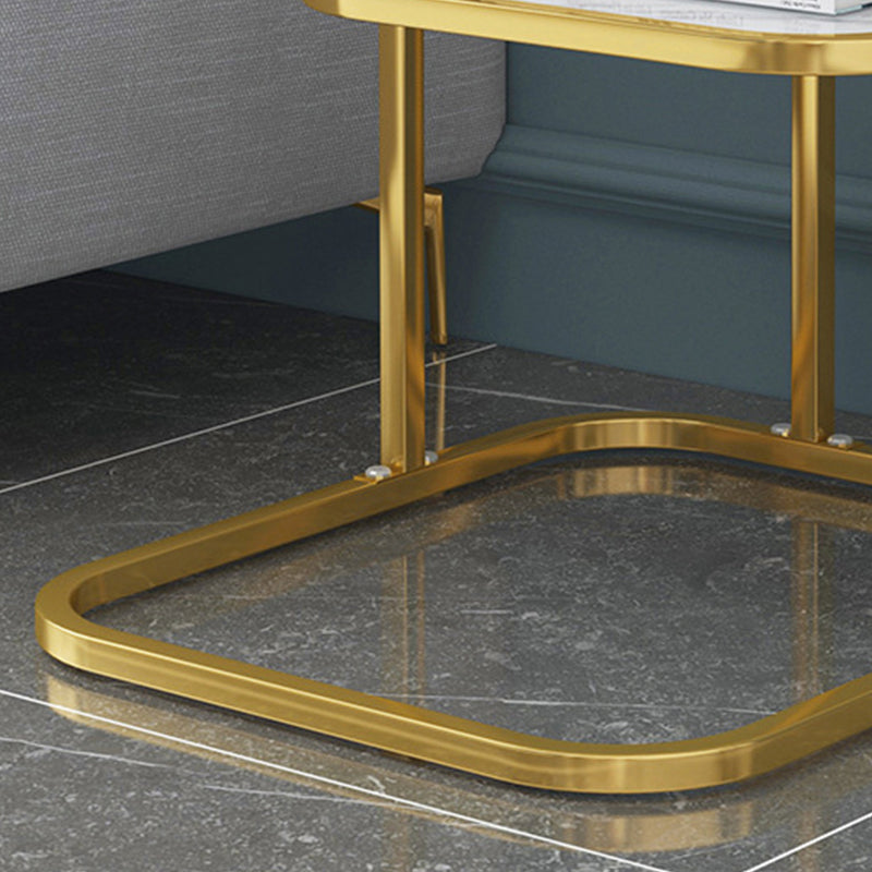 Modern Metal C Side Table Rectangular Top Side Table with Shelf