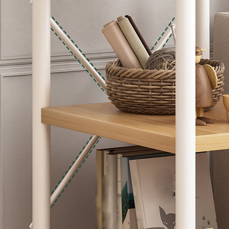 Wheel Side End Table Wooden Sofa Side Accent Table with 2 Shelves