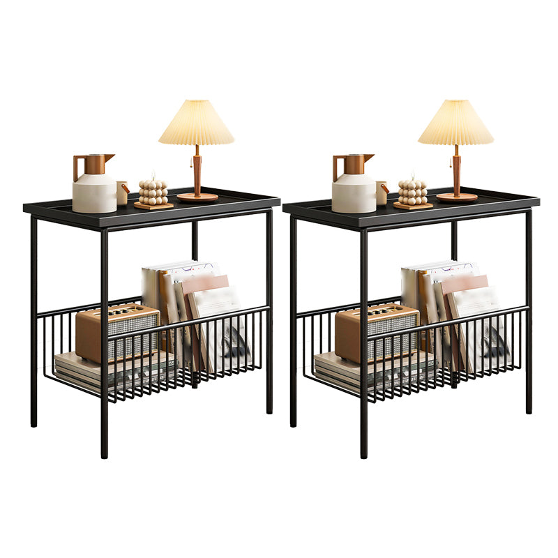 Rectangle Tray Top Side Table Iron 4 Legs End Table with Storage
