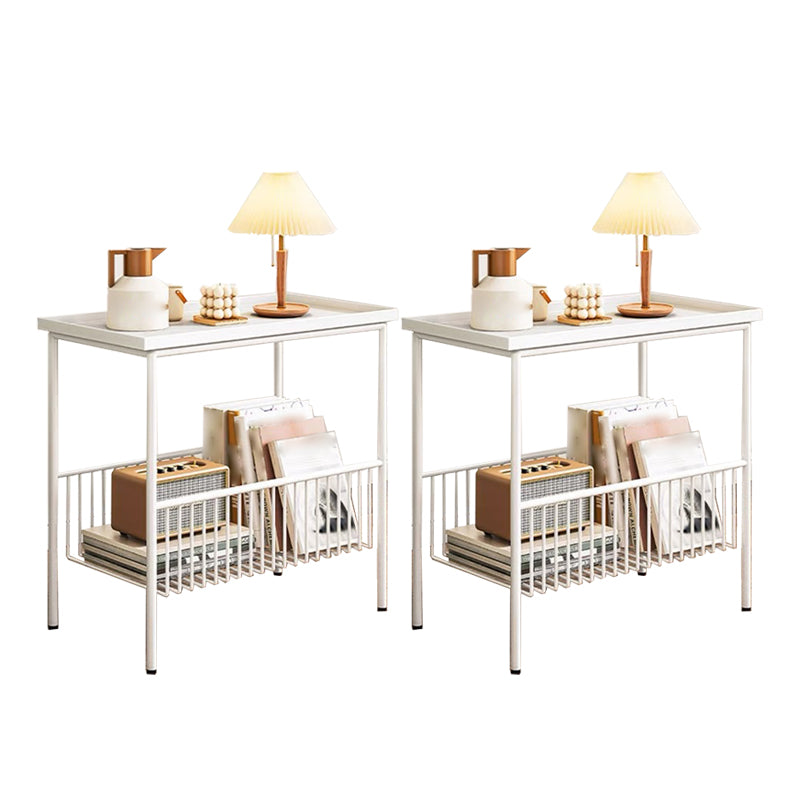 Rectangle Tray Top Side Table Iron 4 Legs End Table with Storage