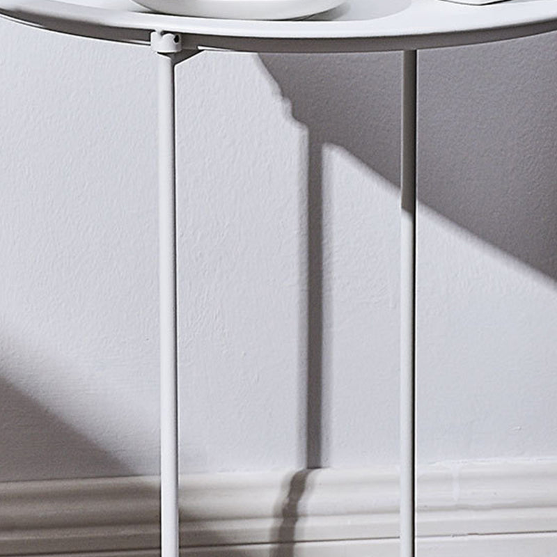 Round Tray Top Side Table Mid-Century Metal Cross Legs End Table