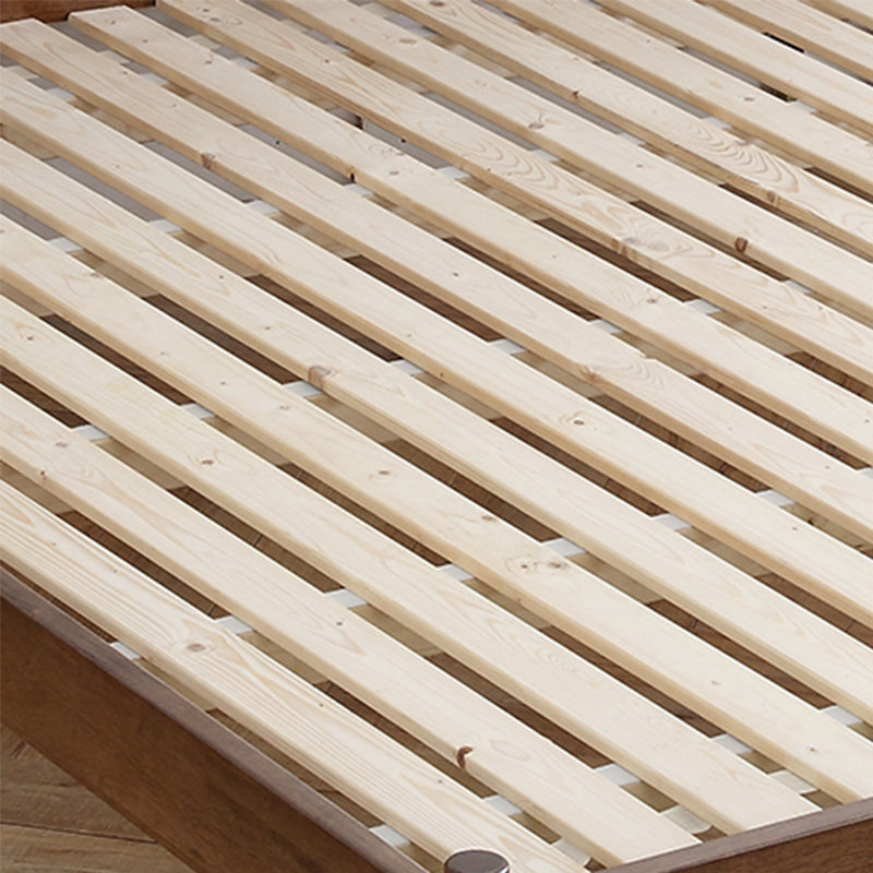 Contemporary Standard Bed Solid Wood Panel Bed with Upholstered Headboard