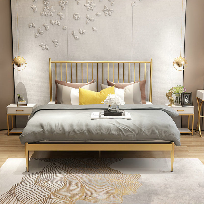 Iron Open-Frame Bed Contemporary Standard Bed with Metal Legs